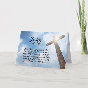 Johannes 3:16 So liebte Gott das Weltholzkreuz  Karte