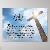 Johannes 3:16 So liebte Gott das Weltholzkreuz Poster (Vorne)