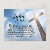 Johannes 3:16 So liebte Gott das Weltholzkreuz Postkarte (Vorderseite)