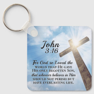 Johannes 3:16 So liebte Gott das Weltholzkreuz Schlüsselanhänger