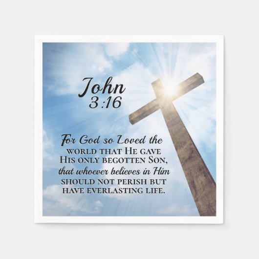 Johannes 3:16 So liebte Gott das Weltholzkreuz Serviette (Vorderseite)