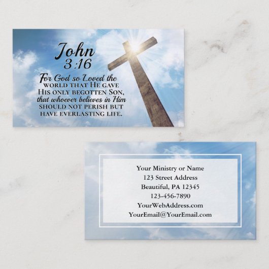 Johannes 3:16 So liebte Gott das Weltholzkreuz Visitenkarte (Vorne/Hinten)