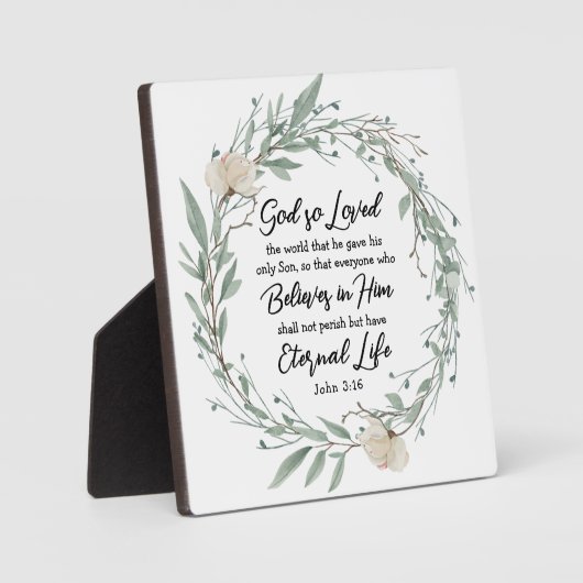 Johannes 3:16 So liebte Gott das World Bible Verse Fotoplatte (Vorderseite)