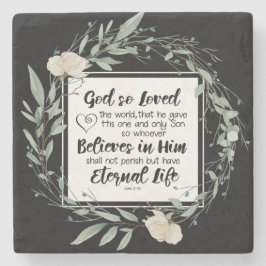 Johannes 3:16 So liebte Gott das World Bible Verse Steinuntersetzer