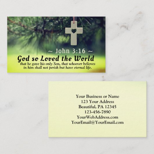 Johannes 3:16 So liebte Gott die Welt, die er sein Visitenkarte (Vorne/Hinten)