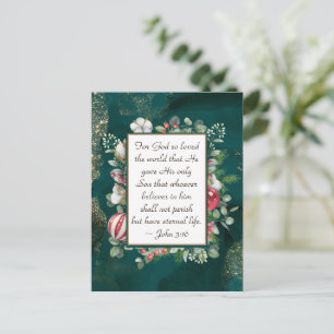 Johannes 3:16 So liebte Gott die Weltbibel Weihnac Postkarte