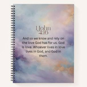Johannes 4:16 Bibelvers auf Wasserfarben-Design Notizblock