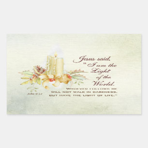 Johannes 8:12 Jesus sagte: Ich bin das Licht der W Rechteckiger Aufkleber