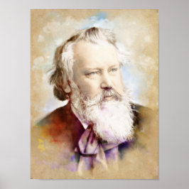 Johannes Brahms Portrait im Aquarell Style Poster