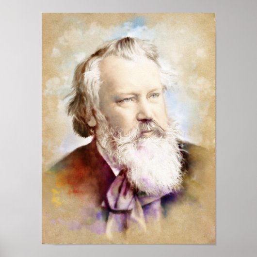 Johannes Brahms Portrait im Aquarell Style Poster (Vorne)