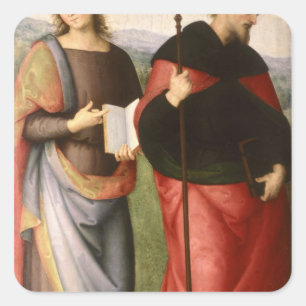 Johannes der Evangelist und Augustinus Quadratischer Aufkleber