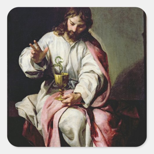 Johannes der Evangelist und der vergiftete Cup Quadratischer Aufkleber (Vorderseite)