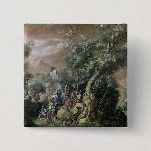 Johannes der predigende Baptist (Öl auf Leinwand) Button (Vorderseite)