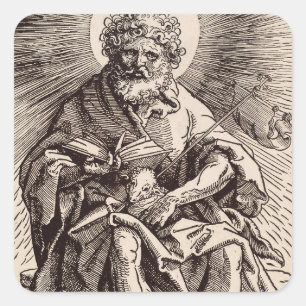 Johannes der Täufer hält das Lamm Quadratischer Aufkleber