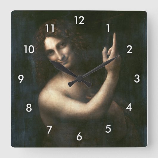 Johannes der Täufer Leonardo da Vinci Quadratische Wanduhr (Vorderseite)