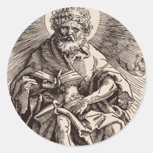 Johannes der Täufer mit dem Lamm  Runder Aufkleber