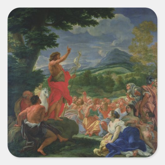 Johannes der Täufer Preaching, gemalt vor 169 Quadratischer Aufkleber (Vorderseite)