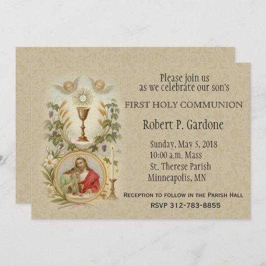 Johannes Jesus Erste Kommunion Einladungen (Vorne/Hinten)
