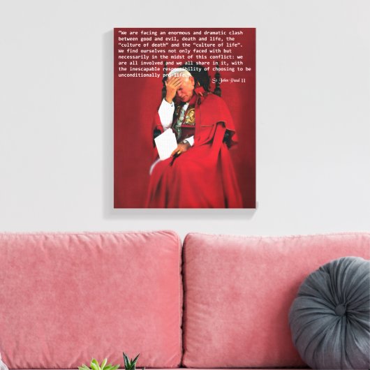 Johannes Paul II über das Leben. Leinwanddruck (Insitu (Wohnzimmer))