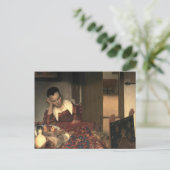 Johannes Vermeer A Maid Asleep Postkarte (Stehend Vorderseite)
