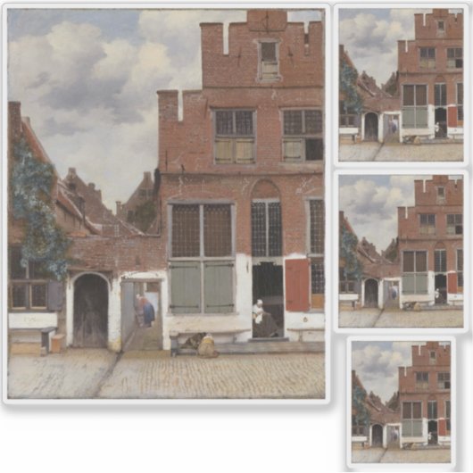 Johannes Vermeer, Ansicht der Häuser in Delft Aufkleber (Vorderseite)