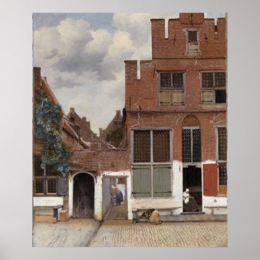 Johannes Vermeer, Ansicht der Häuser in Delft Poster (Vorne)