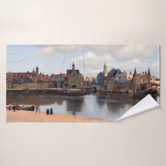Johannes Vermeer - Blick auf Delft Badhandtuch Set (Badehandtuch)