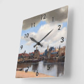 Johannes Vermeer - Blick auf Delft Quadratische Wanduhr (Winkel)