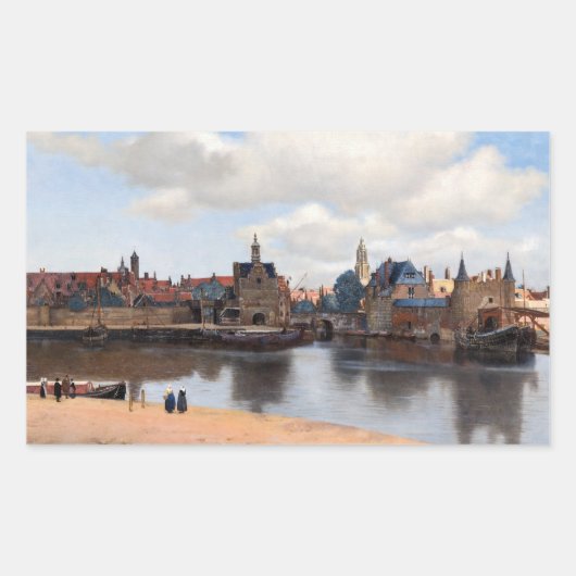 Johannes Vermeer - Blick auf Delft Rechteckiger Aufkleber (Vorderseite)