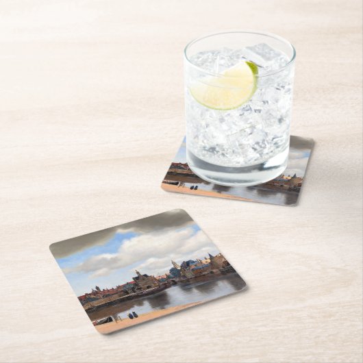 Johannes Vermeer - Blick auf Delft Rechteckiger Pappuntersetzer (Vor Ort)