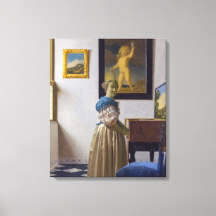 Johannes Vermeer - Dame stehend an einer Virginal Leinwanddruck