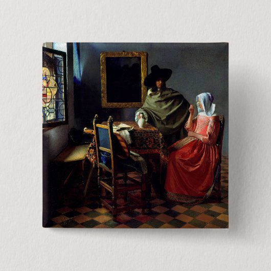 Johannes Vermeer - Das Glas Wein Button (Vorderseite)