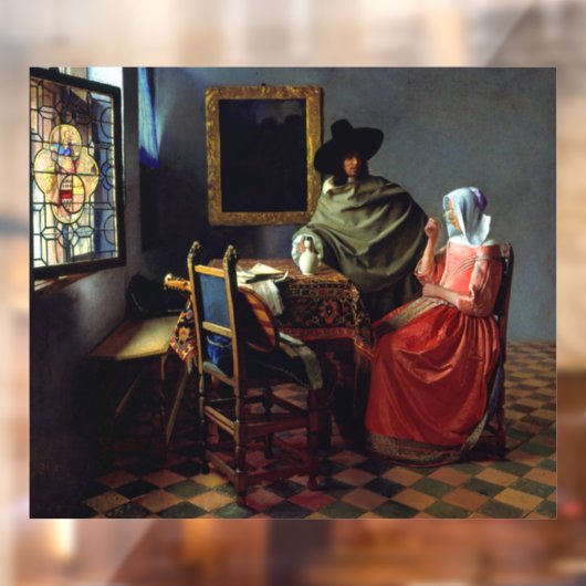 Johannes Vermeer - Das Glas Wein Fensteraufkleber (Blatt 2)