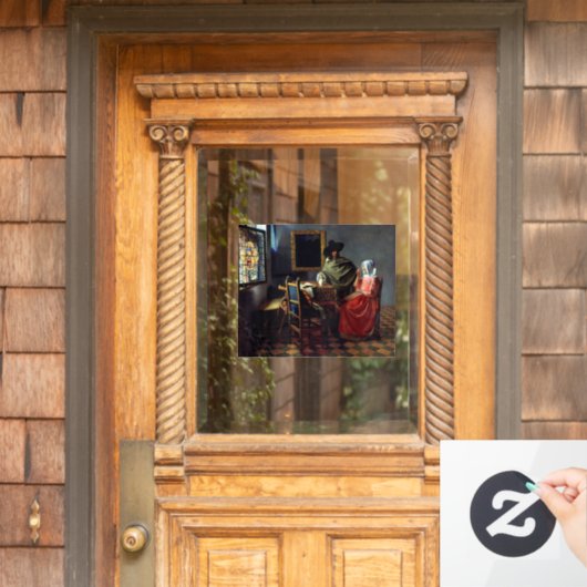 Johannes Vermeer - Das Glas Wein Fensteraufkleber (Haustür)