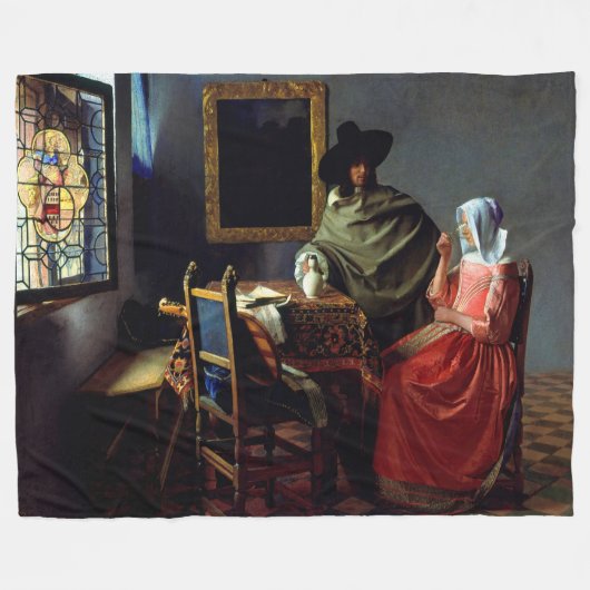 Johannes Vermeer - Das Glas Wein Fleecedecke (Vorderseite (Horizontal))