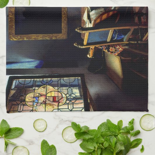 Johannes Vermeer - Das Glas Wein Geschirrtuch (Gefaltet)