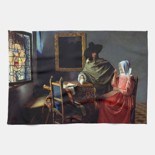 Johannes Vermeer - Das Glas Wein Geschirrtuch (Horizontal)