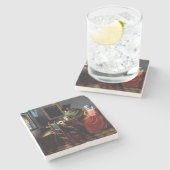 Johannes Vermeer - Das Glas Wein Magnetkarte Steinuntersetzer (Seitenansicht)