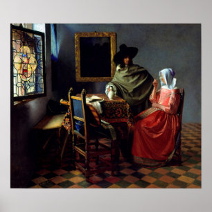Johannes Vermeer - Das Glas Wein Poster
