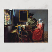 Johannes Vermeer - Das Glas Wein Postkarte (Vorderseite)