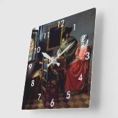 Johannes Vermeer - Das Glas Wein Quadratische Wanduhr (Winkel)