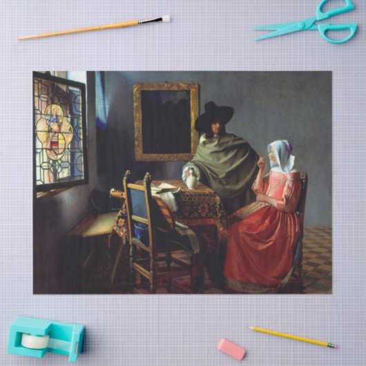 Johannes Vermeer - Das Glas Wein Seidenpapier (Basteln)