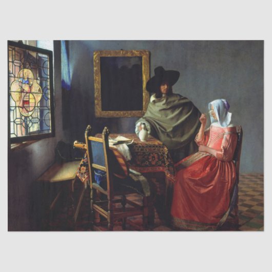 Johannes Vermeer - Das Glas Wein Seidenpapier (Vorderseite)