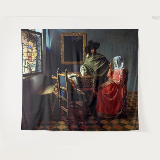 Johannes Vermeer - Das Glas Wein Wandteppich (Vorderseite (Horizontal))