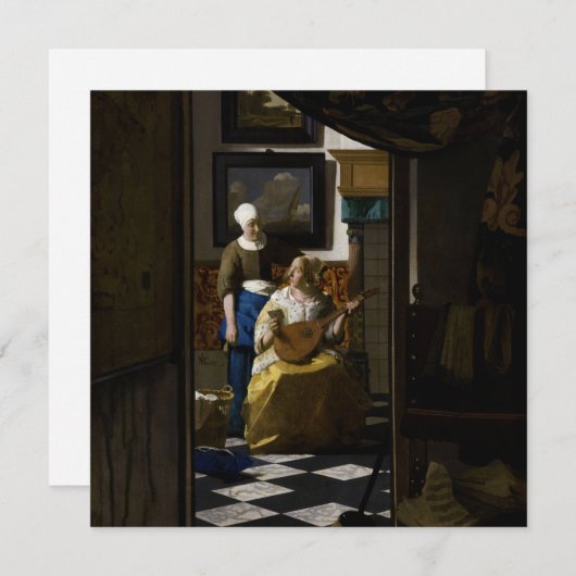 Johannes Vermeer - Das Liebe-Schreiben Dankeskarte (Vorne/Hinten)