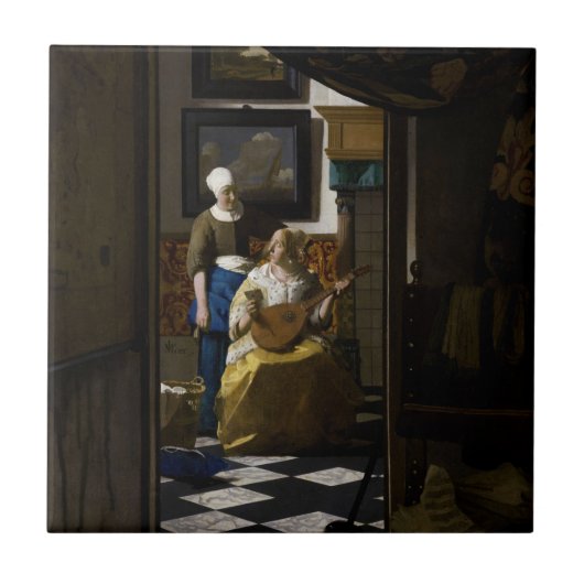 Johannes Vermeer - Das Liebe-Schreiben Fliese (Vorderseite)