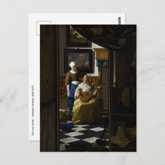 Johannes Vermeer - Das Liebe-Schreiben Postkarte (Vorne/Hinten)
