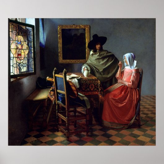 Johannes Vermeer Das Weinglas Poster (Vorne)
