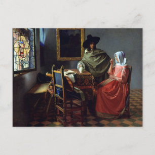 Johannes Vermeer Das Weinglas Postkarte