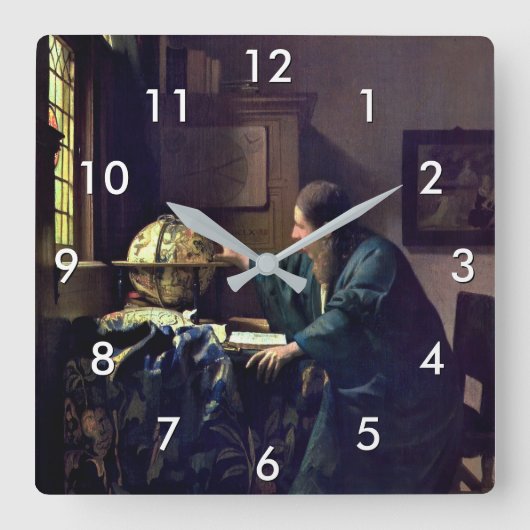 Johannes Vermeer - Der Astronom Quadratische Wanduhr (Vorderseite)